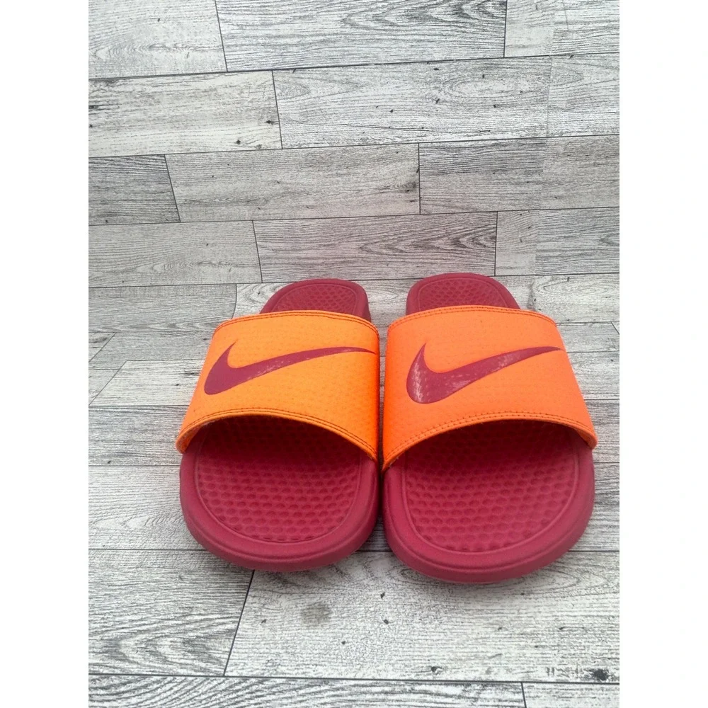 Nike Benassi JDI Women Orange Magenta Slides Sandals‎ 312432-866 Size 9
